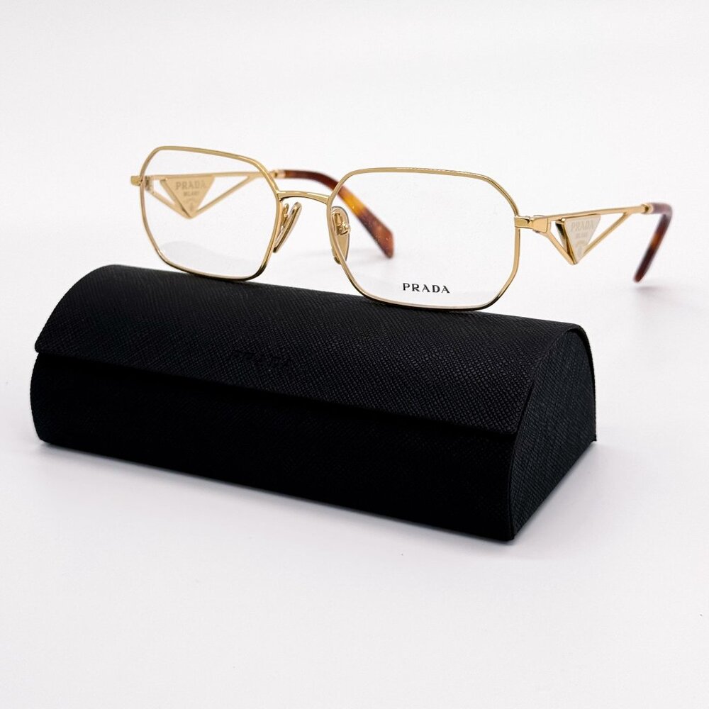 NEW PRADA EYEGLASSES PRA53V 5AK1O1, PR A53V 5AK1O1 GOLD UNISEX EYEWEAR VPR A53 5